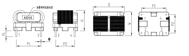 SQ1212扁平线电感封装尺寸图